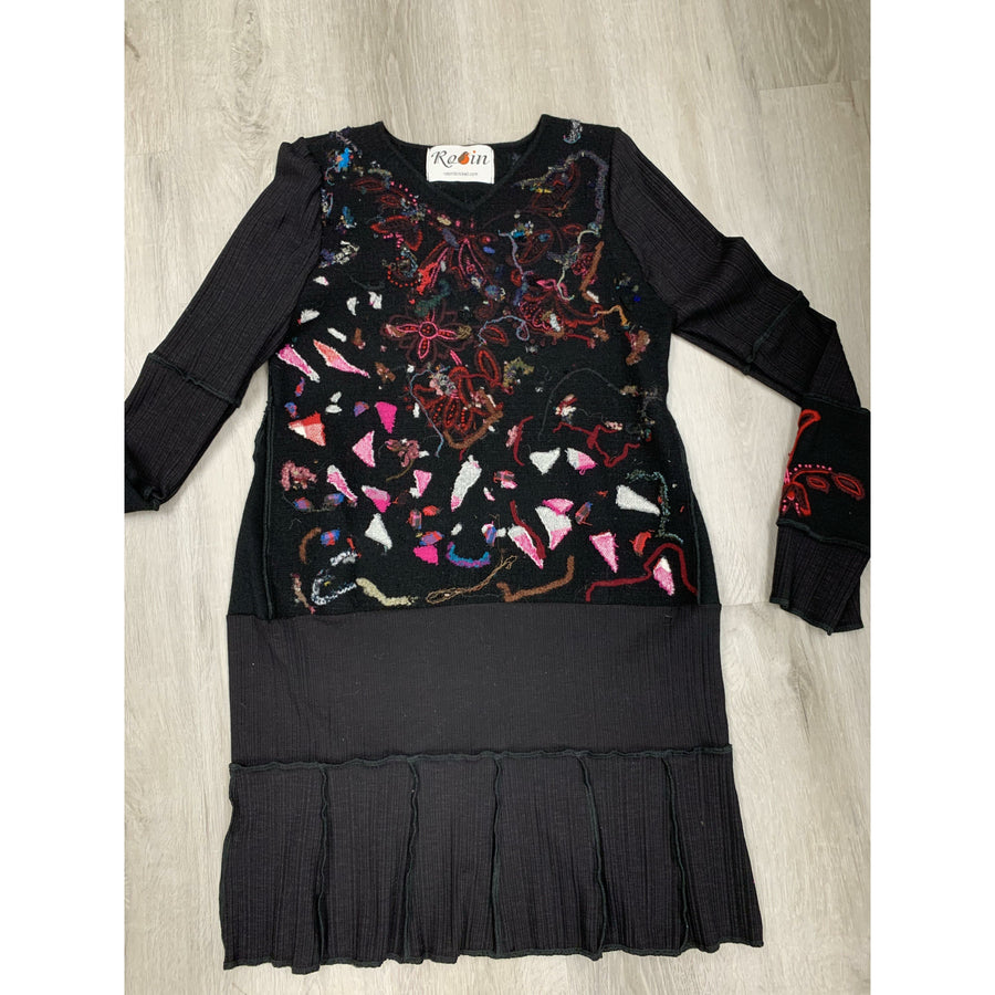 Recycled no waste felted Sweater dress tunic - Robin Boutique-Boutique    &.  Reloved Fabrics