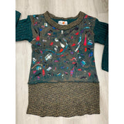 Green and brown wool pullover felted sweater jumper in recycled fabrics - Robin Boutique-Boutique 
