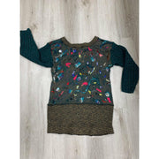 Green and brown wool pullover felted sweater jumper in recycled fabrics - Robin Boutique-Boutique 