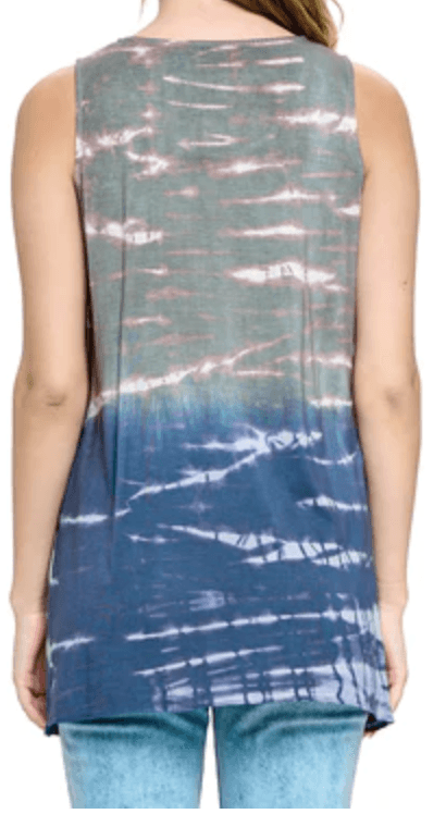 Boho Tie-Dye Ruffle Sleeveless Top - Robin Boutique-Boutique 