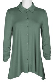 Cupio Long Sleeve Ruched Button Front Blouse - Robin Boutique-Boutique 