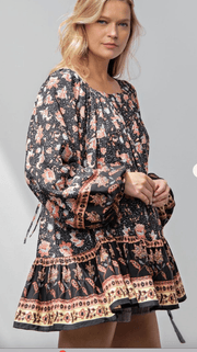 Easel Printed Ruffle Hem Top - Robin Boutique-Boutique 