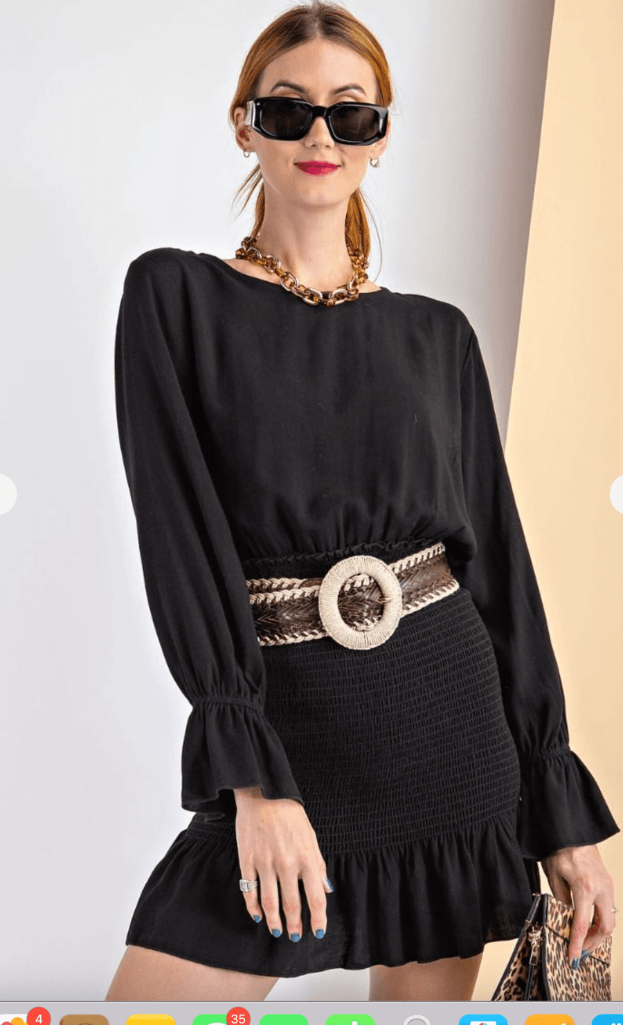 Easel Shirred Hip Skirt Dress - Robin Boutique-Boutique 