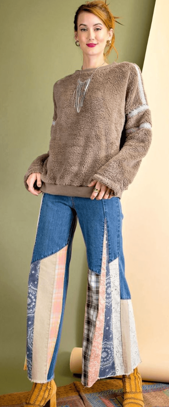 Easel Trimmed Fleece Knit Pullover Top - Robin Boutique-Boutique 