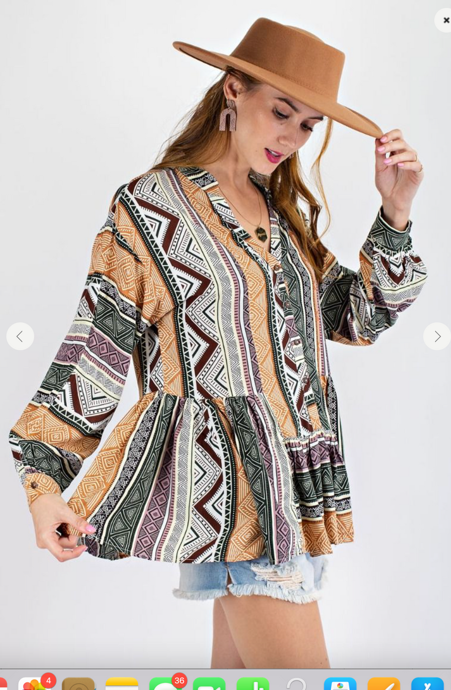 Easel Tribal Print Long Sleeve Top - Robin Boutique-Boutique 