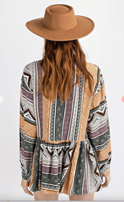 Easel Tribal Print Long Sleeve Top - Robin Boutique-Boutique 