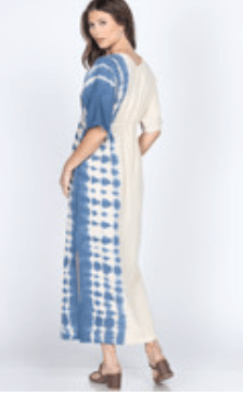 M.Rena Border Tie Dye Double Guaze Maxi Dress with Waist Tie - Robin Boutique-Boutique 