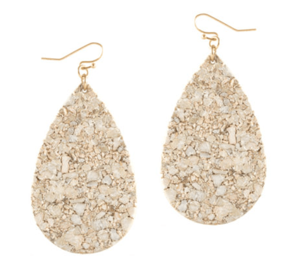Shimmering lightweight teardrop earrings made from cork - Robin Boutique-Boutique 