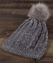 Chenille Soft Cable Knit Beanie Hat in Many Colors One Size 5013 - Robin Boutique-Boutique 