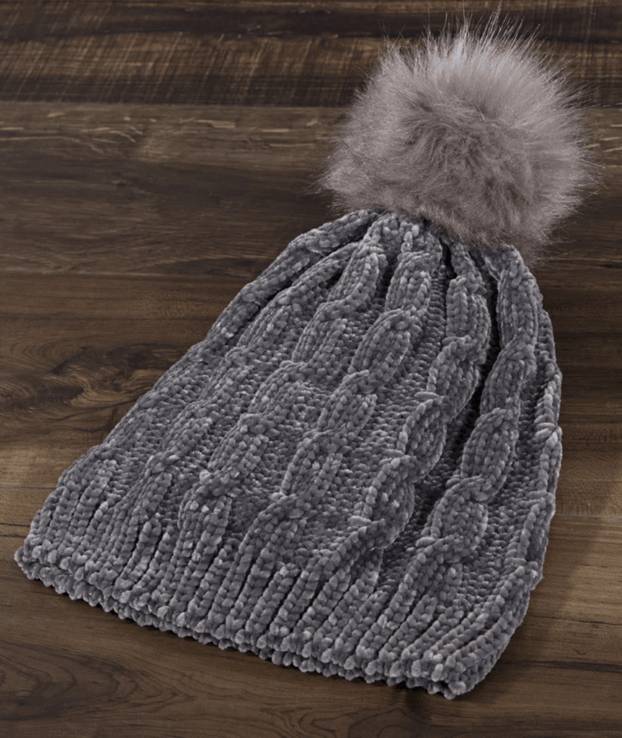 Chenille Soft Cable Knit Beanie Hat in Many Colors One Size 5013 - Robin Boutique-Boutique 