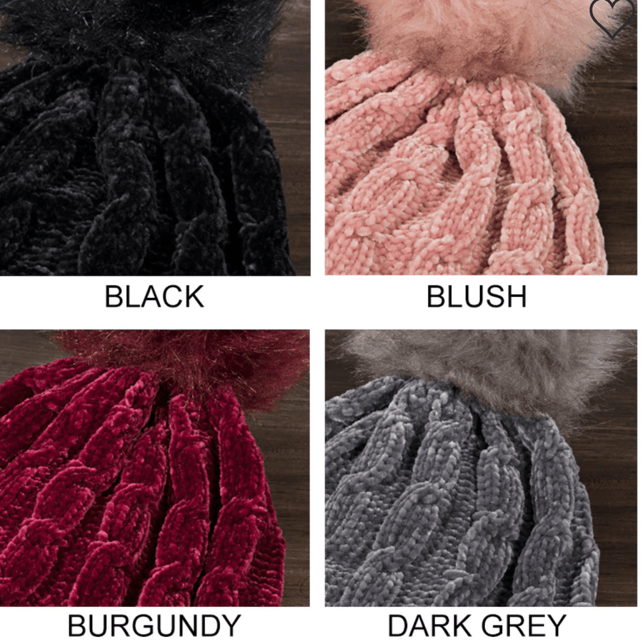 Chenille Soft Cable Knit Beanie Hat in Many Colors One Size 5013 - Robin Boutique-Boutique 