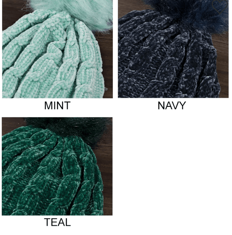 Chenille Soft Cable Knit Beanie Hat in Many Colors One Size 5013 - Robin Boutique-Boutique 