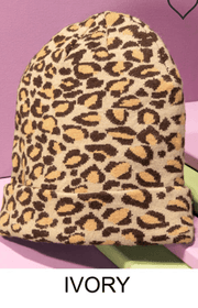 Leopard Print Knit Beanie Hat One Size 5022 - Robin Boutique-Boutique 