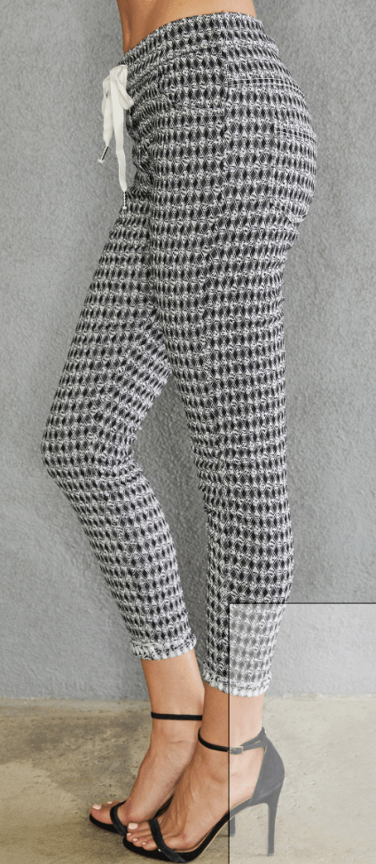 Black Jogger Pants with Diamond Pattern in Black Army Green By Venti6 6525-DIAMONDS - Robin Boutique-Boutique 