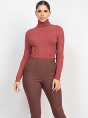Ribbed long sleeve turtleneck sweater HMSW50167 - Robin Boutique-Boutique 