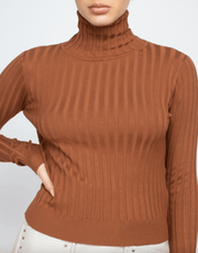 Ribbed long sleeve turtleneck sweater HMSW50167 - Robin Boutique-Boutique 