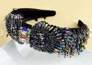 Large Ornate Crsytal Headband with Bead Strings 10251 - Robin Boutique-Boutique 