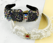 Large Ornate Crsytal Headband with Bead Strings 10251 - Robin Boutique-Boutique 