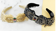 Large Ornate Crsytal Headband with Bead Strings 10251 - Robin Boutique-Boutique 
