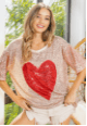 Short Sleeve Sequins Valentine Heart Shirt - Robin Boutique-Boutique 