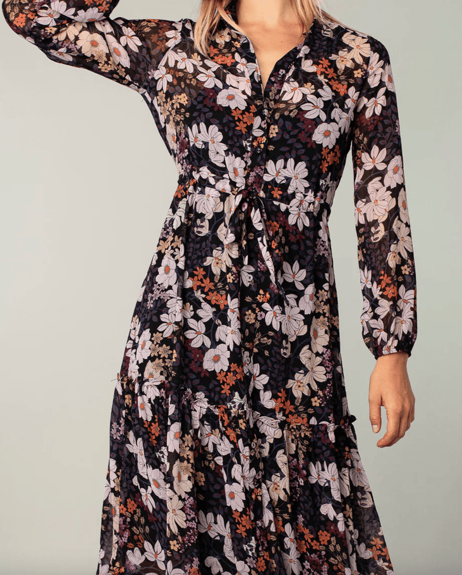 Button Down Bohemian Floral Dress 73003 LS By Lovestitch - Robin Boutique-Boutique 