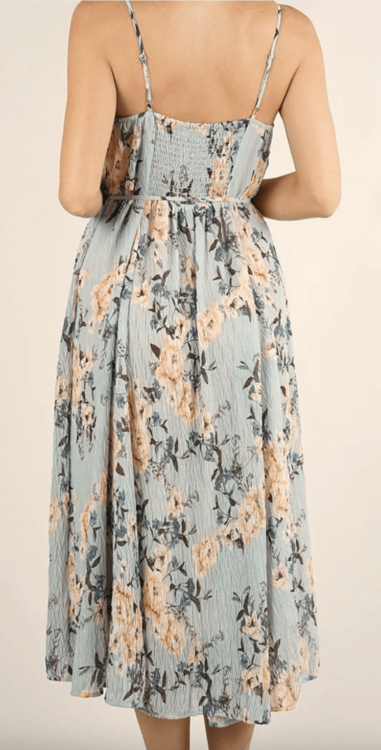 Spaghetti strap dress with smocked back LS 71833WL - Robin Boutique-Boutique 