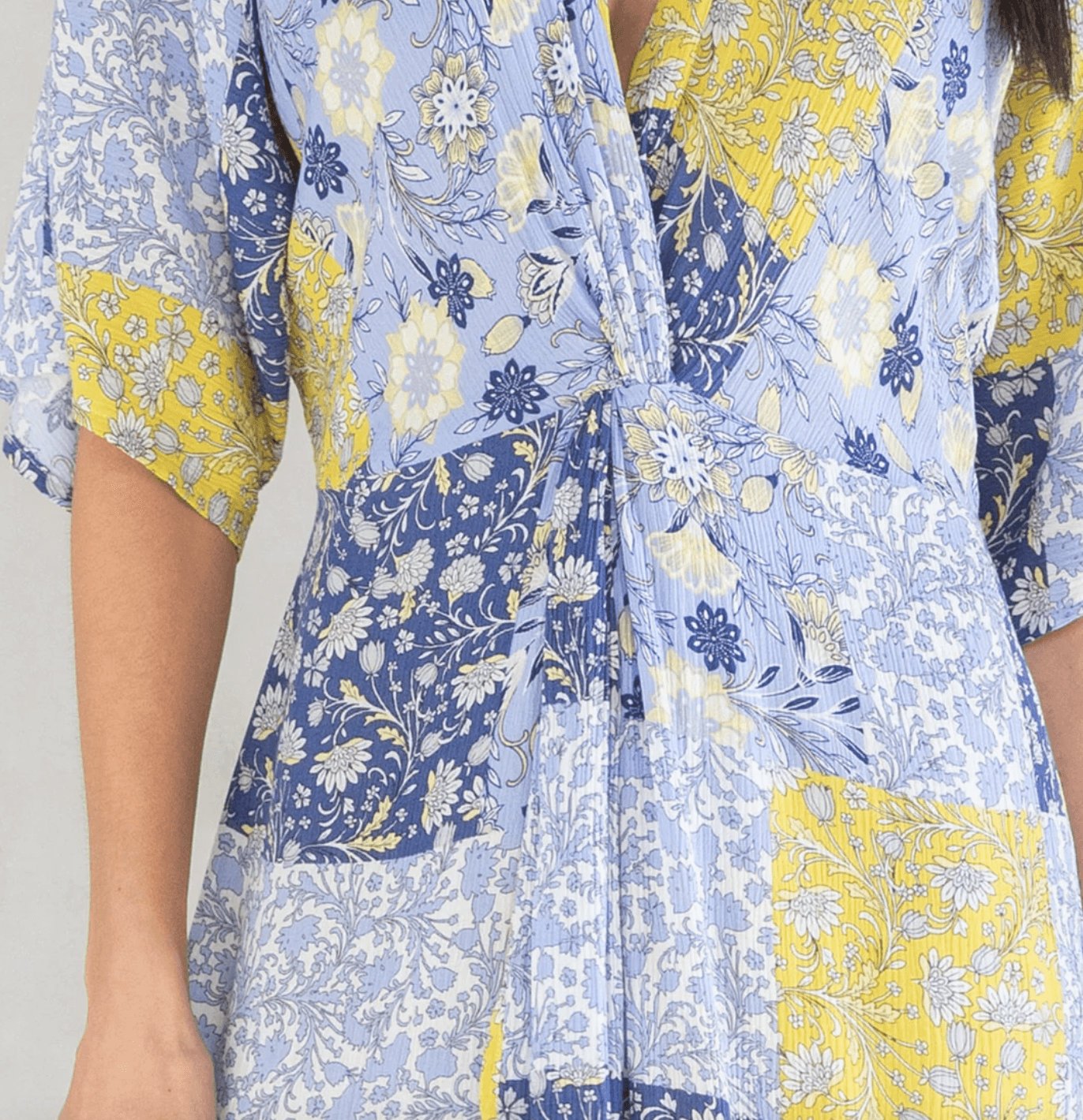 LS 72105W - RUL Front Knot Kimono Sleeve Midi Dress - Robin Boutique-Boutique 