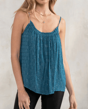 LS 13757WL Metallic Clipped Chiffon Flowy Tank Top by Lovestitch - Robin Boutique-Boutique 