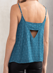 LS 13757WL Metallic Clipped Chiffon Flowy Tank Top by Lovestitch - Robin Boutique-Boutique 