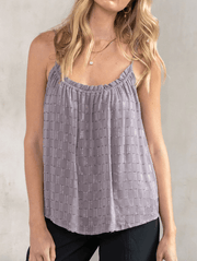 LS 13757WL Metallic Clipped Chiffon Flowy Tank Top by Lovestitch - Robin Boutique-Boutique 