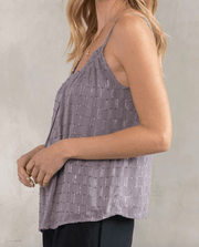 LS 13757WL Metallic Clipped Chiffon Flowy Tank Top by Lovestitch - Robin Boutique-Boutique 