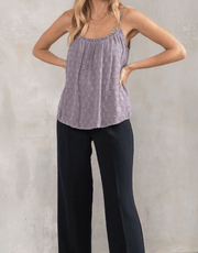 LS 13757WL Metallic Clipped Chiffon Flowy Tank Top by Lovestitch - Robin Boutique-Boutique 