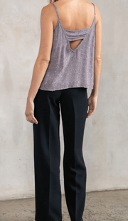 LS 13757WL Metallic Clipped Chiffon Flowy Tank Top by Lovestitch - Robin Boutique-Boutique 