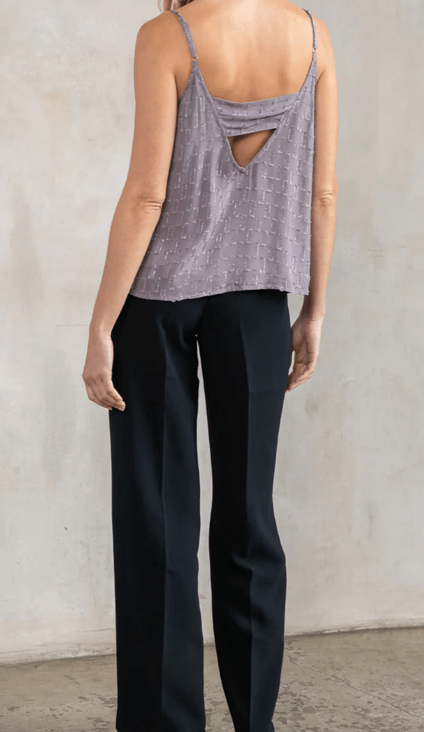 LS 13757WL Metallic Clipped Chiffon Flowy Tank Top by Lovestitch - Robin Boutique-Boutique 