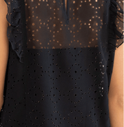 LS 13760WL Sheer Chiffon Metallic Ruffled Sleeve Tank Top by Lovestitch - Robin Boutique-Boutique 