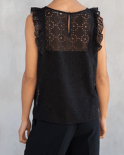 LS 13760WL Sheer Chiffon Metallic Ruffled Sleeve Tank Top by Lovestitch - Robin Boutique-Boutique 