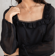 LS 13764WL Floral Embroidered Long Sleeve Cropped Blouse - Robin Boutique-Boutique 
