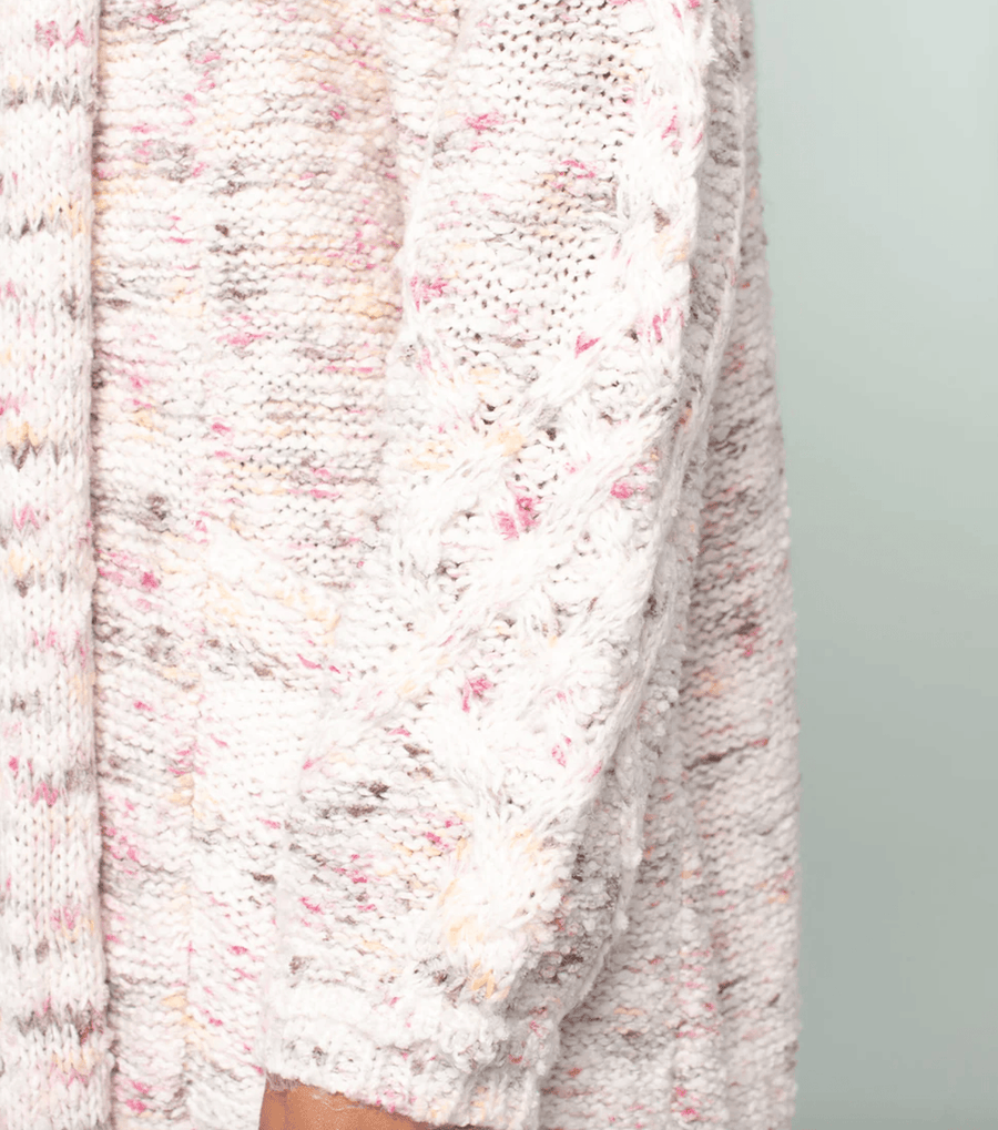 51028K LS Speckled Shawl Collar Long Sleeve Knit Cardigan - Robin Boutique-Boutique 