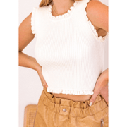Sleeveless Pullover Ruffle Edge Top - Robin Boutique-Boutique 