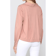 Long Sleeve Peach Collared Blouse - Robin Boutique-Boutique 