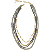 16" Four Row Bead & Crystal Chain Necklace by Joy - Robin Boutique-Boutique 