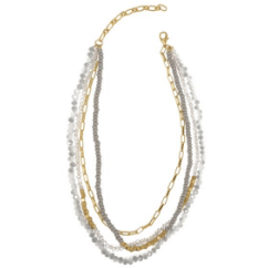 16" Four Row Bead & Crystal Chain Necklace by Joy - Robin Boutique-Boutique 