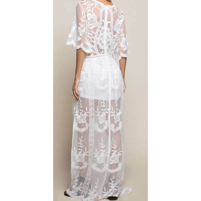 Crochet Dress with Attached Shorts - Robin Boutique-Boutique 