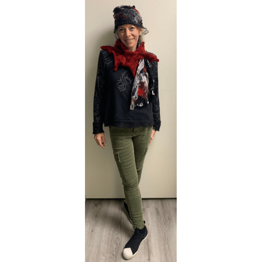 Red and Black “French Style” Hand Felt and Stitched Hat - Robin Boutique-Boutique    &.  Reloved Fabrics