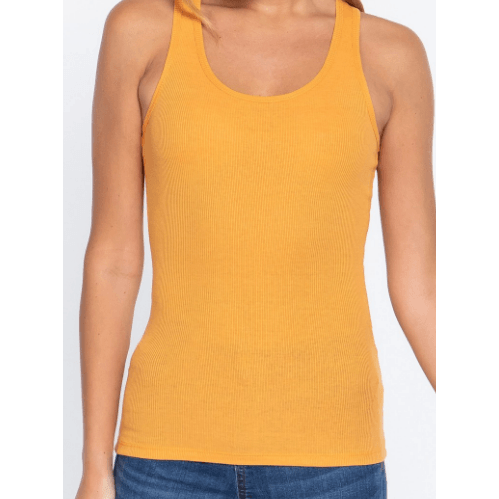 Rib Knit Tank Top with Racerback - Robin Boutique-Boutique 
