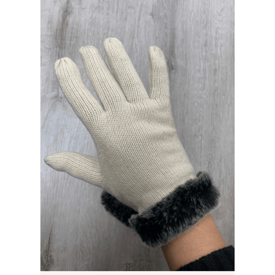 Rabbit lined gloves Medium - Robin Boutique-Boutique    &.  Reloved Fabrics