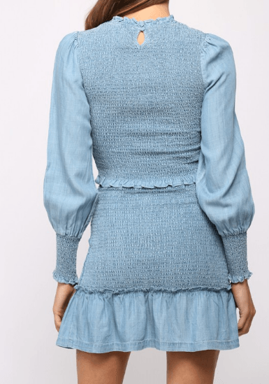 FATE Long Sleeve Sky Blue Sheered Bodice Top Z005 - Robin Boutique-Boutique 