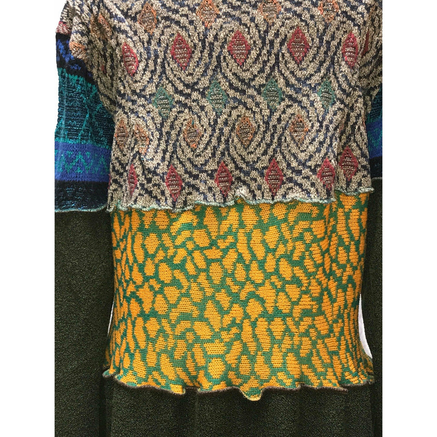 Vegan Cotton Knit Wrap Sweater Jumper Dress in Autumn shades Size M/L - Robin Boutique-Boutique 