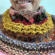 Hand knit soft infinity scarf shoulder wrap adornment with multiple stitch and color textures - Robin Boutique-Boutique    &.  Reloved Fabrics
