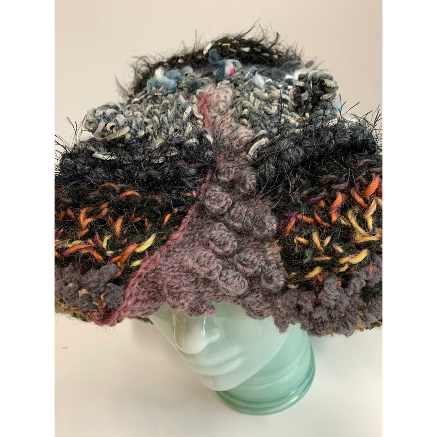 Hand knit in one piece soft infinity shoulder wrap adornment with multiple stitch and color textures. Winter scarf. - Robin Boutique-Boutique    &.  Reloved Fabrics